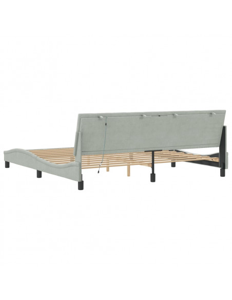 Giroletto con Luci LED Grigio Chiaro 200x200 cm in Velluto