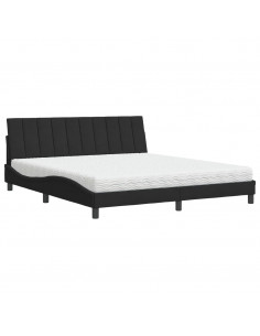 Letto con Materasso Nero 180x200 cm in Velluto 2