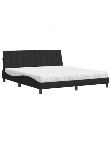 Letto con Materasso Nero 180x200 cm in Velluto