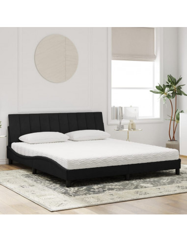 Letto con Materasso Nero 180x200 cm in Velluto