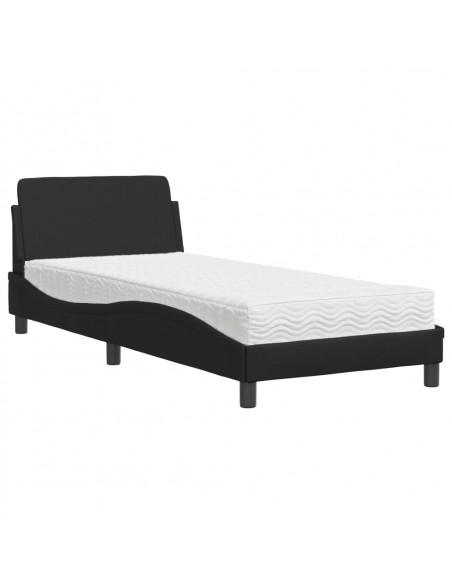 Letto con Materasso Nero 90x200 cm in Similpelle