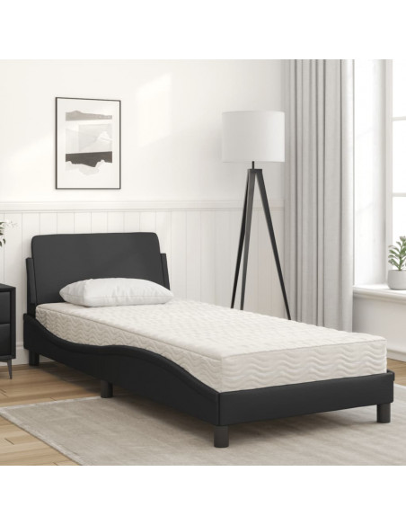 Letto con Materasso Nero 90x200 cm in Similpelle