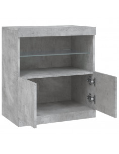 Credenza con Luci LED Grigio Cemento 60x37x67 cm 2