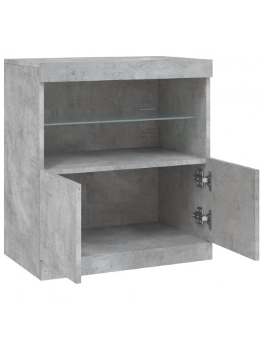 Credenza con Luci LED Grigio Cemento 60x37x67 cm