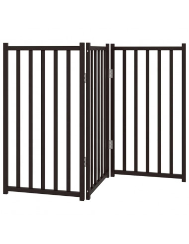 Cancello Cani Pieghevole 3 Pannelli Nero 150 cm Massello Abete