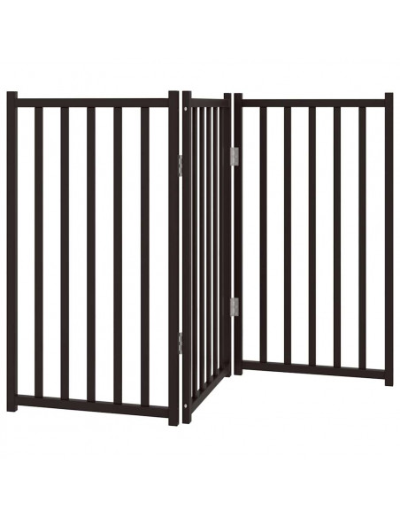 Cancello Cani Pieghevole 3 Pannelli Nero 150 cm Massello Abete