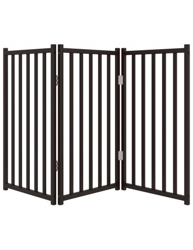 Cancello Cani Pieghevole 3 Pannelli Nero 150 cm Massello Abete