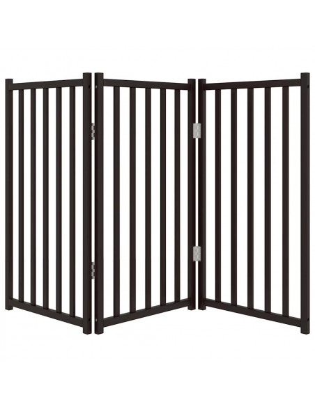 Cancello Cani Pieghevole 3 Pannelli Nero 150 cm Massello Abete