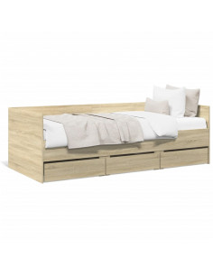 Divano Letto con Cassetti Rovere Sonoma 90x200 cm Multistrato 2