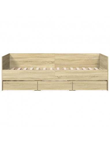Divano Letto con Cassetti Rovere Sonoma 90x200 cm Multistrato