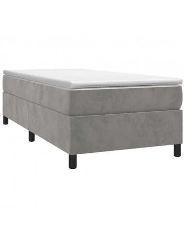 Giroletto a Molle con Materasso Grigio Chiaro 80x200 cm Velluto