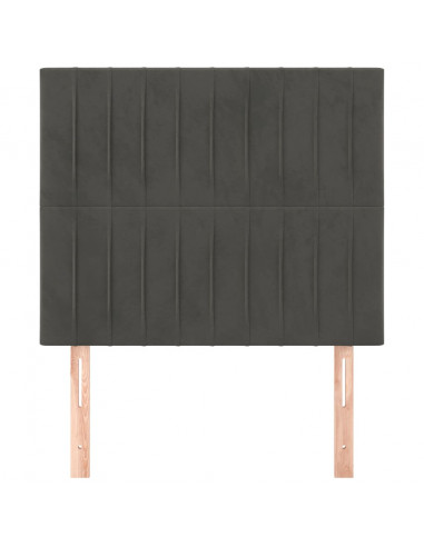 Testiera 2 pz Grigio Scuro 80x5x78/88 cm in Velluto
