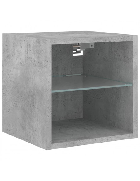 Mobili TV a Muro con LED 4pz Grigio Cemento Legno Multistrato