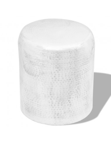 Sgabello/Tavolino Laterale in Alluminio Battuto Argento