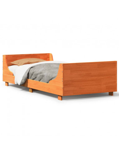 Letto senza Materasso Marrone Cera 90x190 cm in Legno di Pino
