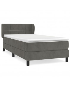 Giroletto a Molle con Materasso Grigio Scuro 90x190 cm Velluto 2