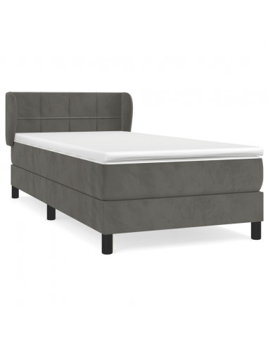 Giroletto a Molle con Materasso Grigio Scuro 90x190 cm Velluto