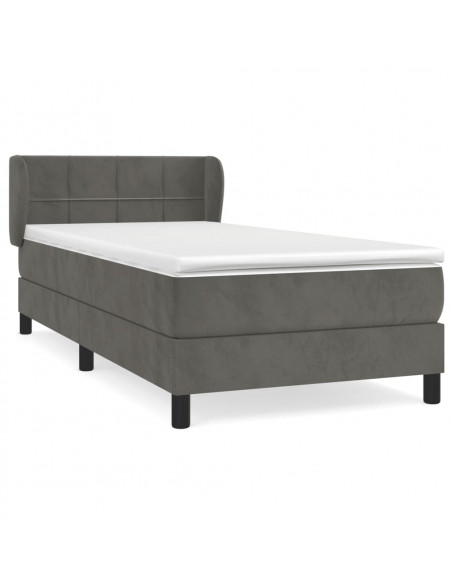 Giroletto a Molle con Materasso Grigio Scuro 90x190 cm Velluto