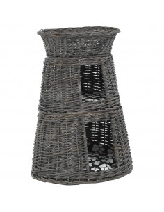 Ceste Gatti con Cuscini Grigio 3pz 47x34x60cm Salice Naturale 2