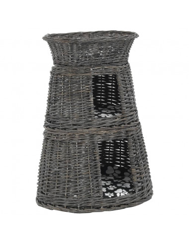 Ceste Gatti con Cuscini Grigio 3pz 47x34x60cm Salice Naturale