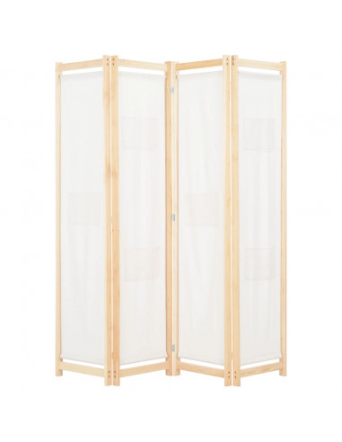Divisorio a 4 Pannelli Crema 160x170x4 cm in Tessuto