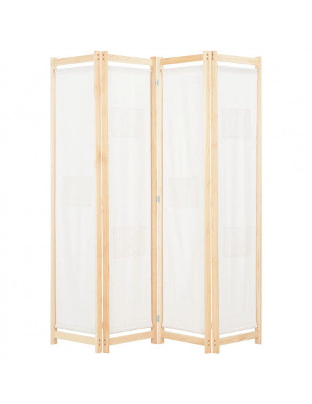 Divisorio a 4 Pannelli Crema 160x170x4 cm in Tessuto