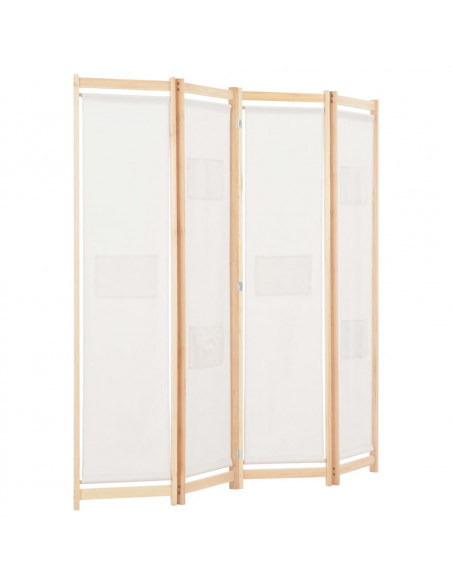 Divisorio a 4 Pannelli Crema 160x170x4 cm in Tessuto