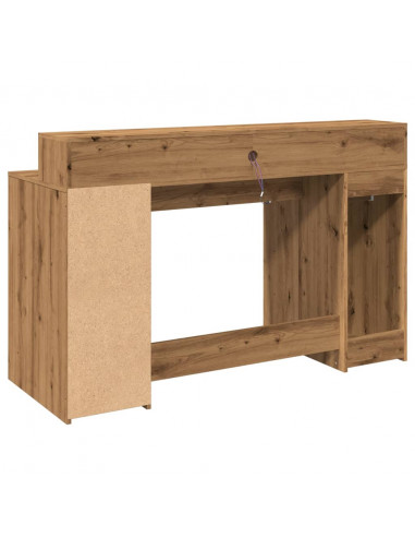 Scrivania con Luci LED Rovere 140x55x91 cm in Legno Multistrato