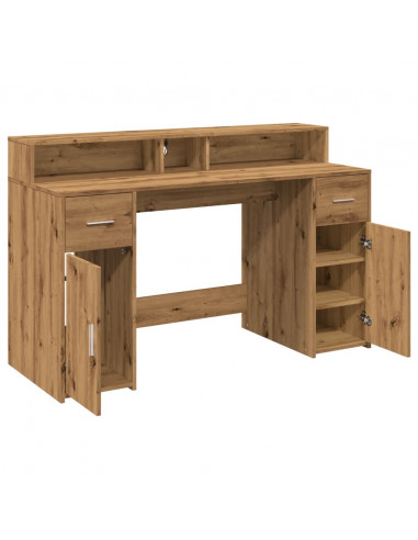 Scrivania con Luci LED Rovere 140x55x91 cm in Legno Multistrato