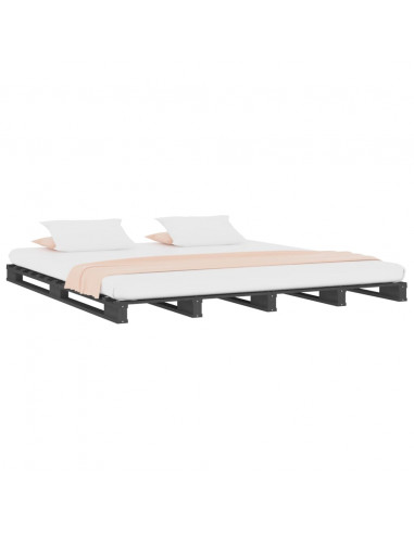 Letto a Pallet Grigio 150x200 cm Massello di Pino 5FT King Size