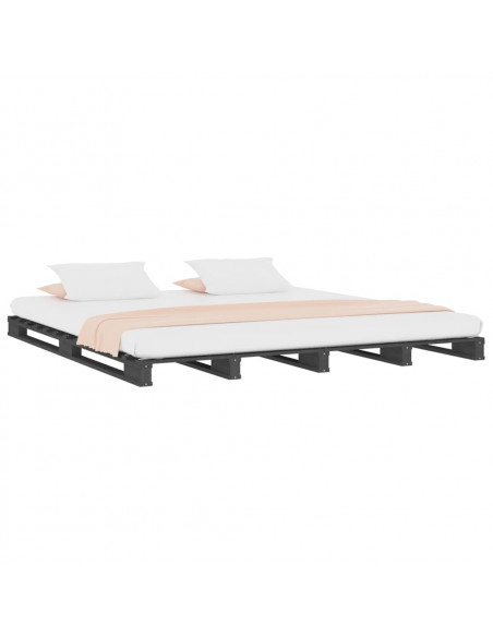 Letto a Pallet Grigio 150x200 cm Massello di Pino 5FT King Size