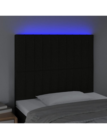 Testiera a LED Nera 100x5x118/128 cm in Tessuto