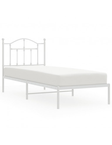 Giroletto con Testiera Metallo Bianco 90x190 cm