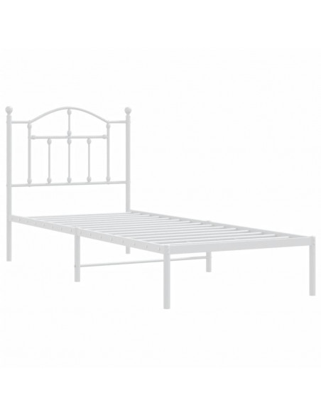 Giroletto con Testiera Metallo Bianco 90x190 cm