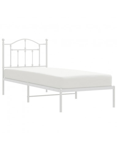 Giroletto con Testiera Metallo Bianco 90x190 cm