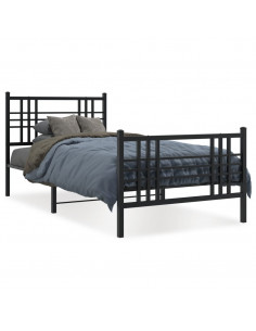 Giroletto con Testiera e Pediera Metallo Nero 90x190 cm 2