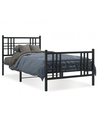 Giroletto con Testiera e Pediera Metallo Nero 90x190 cm