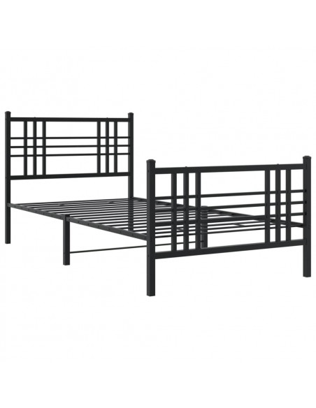 Giroletto con Testiera e Pediera Metallo Nero 90x190 cm