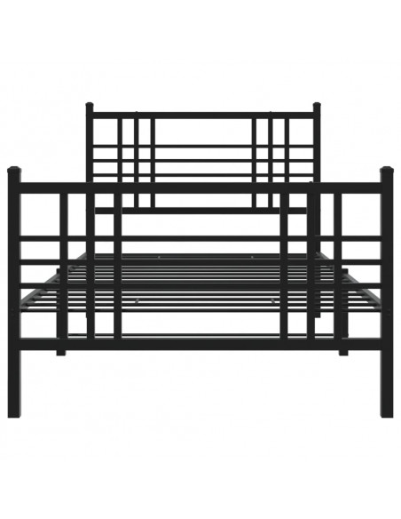 Giroletto con Testiera e Pediera Metallo Nero 90x190 cm