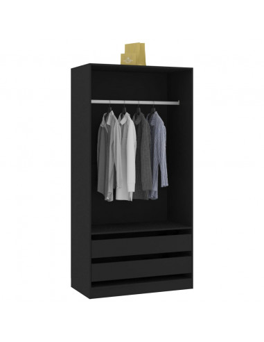 Armadio Nero 100x50x200 cm in Legno Multistrato