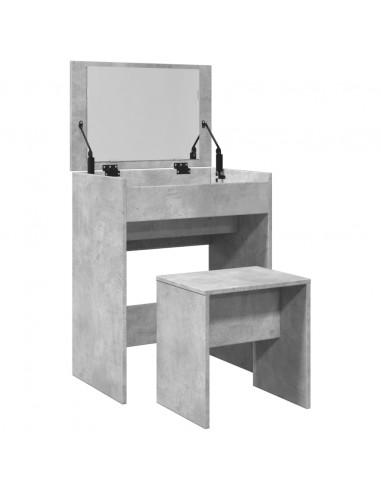 Toeletta e Sgabello Grigio Cemento 60x40x113,5 cm