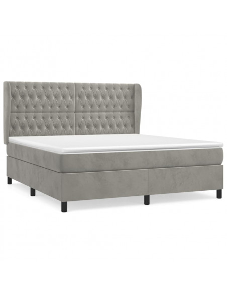 Giroletto a Molle con Materasso Grigio Chiaro 180x200cm Velluto