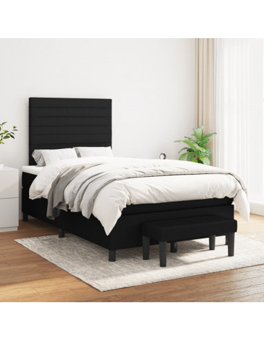 Giroletto a Molle con Materasso Nero 120x190 cm in Tessuto