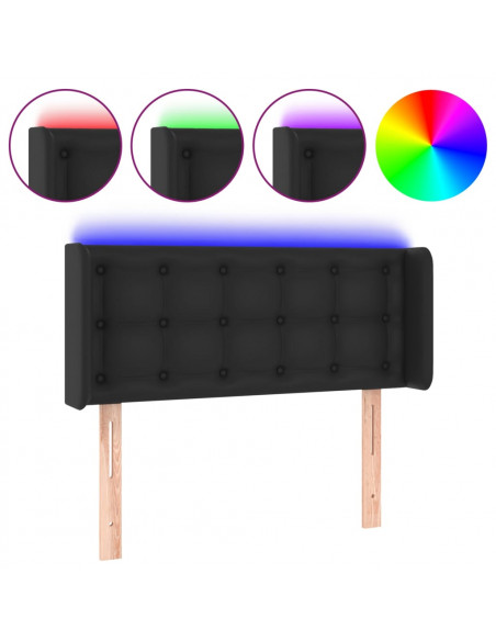 Testiera a LED Nera 93x16x78/88 cm in Similpelle