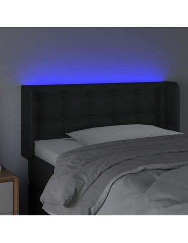 Testiera a LED Nera 93x16x78/88 cm in Similpelle