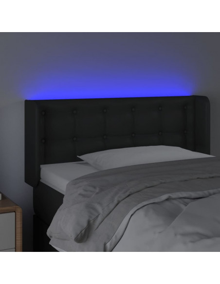 Testiera a LED Nera 93x16x78/88 cm in Similpelle