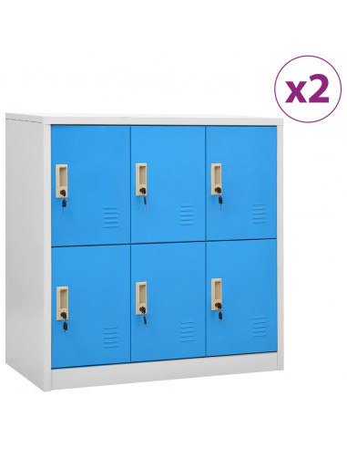 Armadietti e Chiavi 2pz Grigio Chiaro Blu 90x45x92,5cm Acciaio
