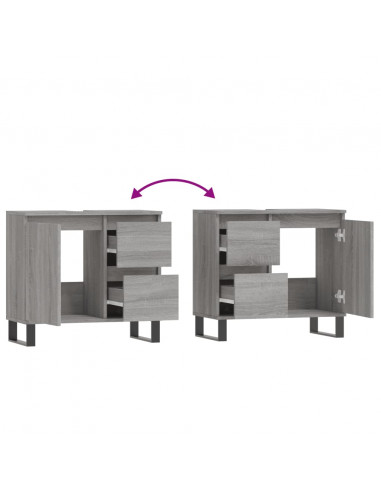 Armadietto Bagno Grigio Sonoma 65x33x60 cm in Legno Multistrato