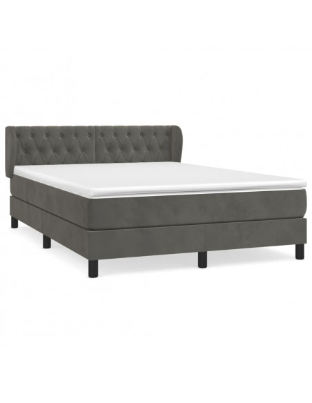 Giroletto a Molle con Materasso Grigio Scuro 140x190 cm Velluto