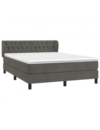 Giroletto a Molle con Materasso Grigio Scuro 140x190 cm Velluto